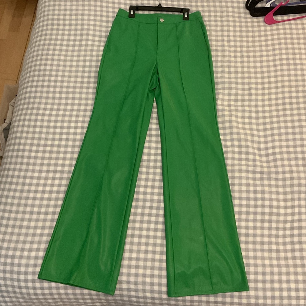Women’s Green Leather Pants
